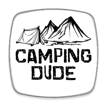 Tents Statement Camping Hiker Mountains Camper - Square fridge magnet - white - Front