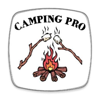 Campfire Campsite Statement Camping Camper - Square fridge magnet - white - Front