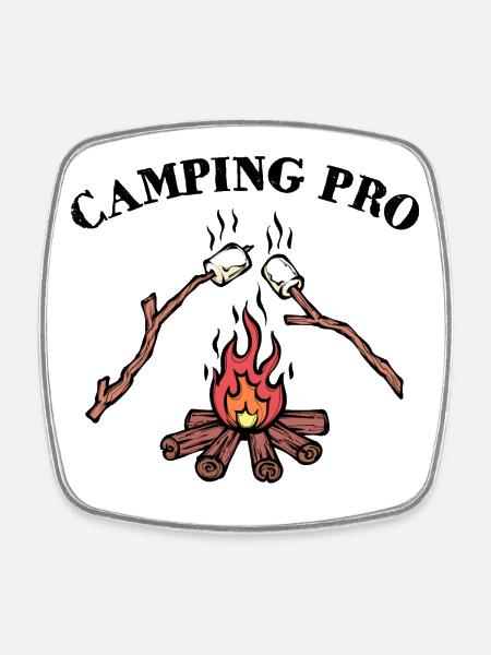 Campfire Campsite Statement Camping Camper - Square fridge magnet - white