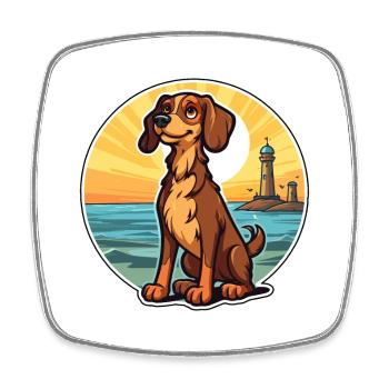 Deutscher Wachtelhund Dog Breed Cartoon Kawaii Dog - Square fridge magnet - white - Front