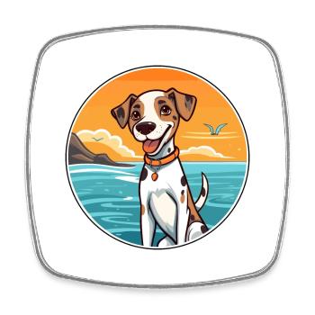 Dunker Dog Breed Cartoon Kawaii Clipart Watercolor - Square fridge magnet - white - Front
