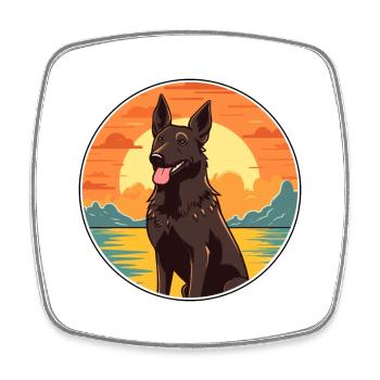 Dutch Shepherd Dog Breed Cartoon Kawaii Clipart - Square fridge magnet - white - Front