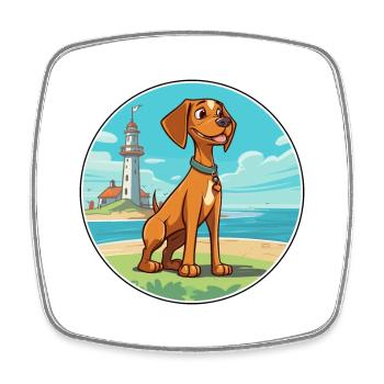 Dänisch Broholmer Hund Rasse Cartoon Kawaii Clipart - Viereckiger Kühlschrankmagnet - Weiß - Vorne