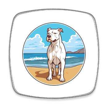 Dogue Argentino chien race Cartoon Kawaii Clipart - Magnet carré - blanc - Devant