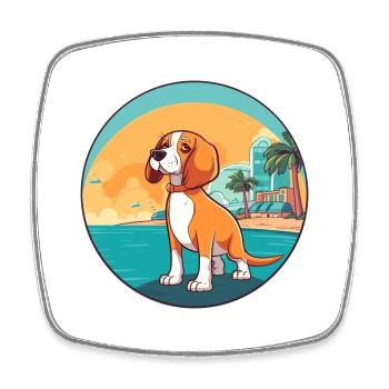 Deutsche Bracke Hund Rasse Cartoon Kawaii Clipart - Viereckiger Kühlschrankmagnet - Weiß - Vorne