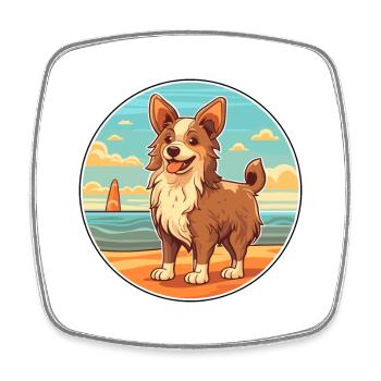 Drentsche Patrijshond Dog Breed Cartoon Kawaii Dog - Square fridge magnet - white - Front