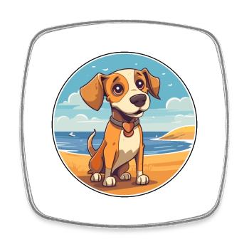 Drever Hund Rasse Cartoon Kawaii Clipart Aquarell - Viereckiger Kühlschrankmagnet - Weiß - Vorne