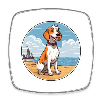 Dutch Smoushond Dog Breed Cartoon Kawaii Clipart - Square fridge magnet - white - Front
