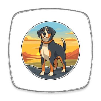 Entlebucher Mountain Dog Breed Cartoon Kawaii Dog - Magnet carré - blanc - Devant