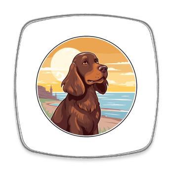Feld Spaniel Hund Rasse Cartoon Kawaii Clipart Hund - Viereckiger Kühlschrankmagnet - Weiß - Vorne