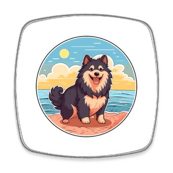 Finnisch Lapphund Hund Rasse Cartoon Kawaii Clipart - Viereckiger Kühlschrankmagnet - Weiß - Vorne
