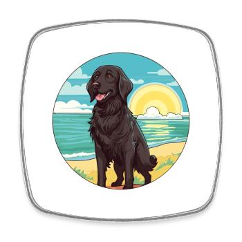 Flat Coated Retriever Dog Breed Cartoon Kawaii Dog - Square fridge magnet - white - Front