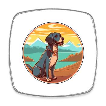 Formosan Mountain Dog Breed Cartoon Kawaii Clipart - Square fridge magnet - white - Front