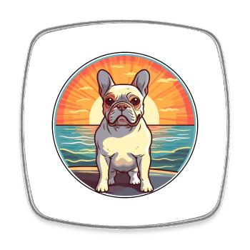 Bouledogue Français chien race Cartoon Kawaii Clipart - Magnet carré - blanc - Devant