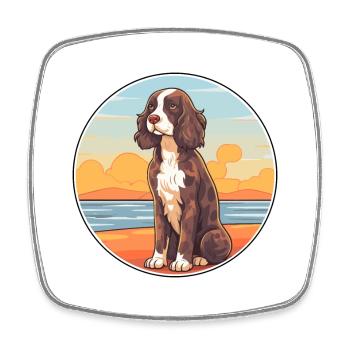French Spaniel Dog Breed Cartoon Kawaii Clipart - Square fridge magnet - white - Front