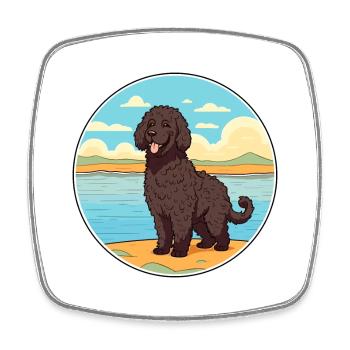 Frisian Water Dog Breed Cartoon Kawaii Clipart Dog - Square fridge magnet - white - Front