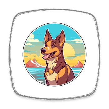 Garafian Shepherd Dog Breed Cartoon Kawaii Clipart - Square fridge magnet - white - Front
