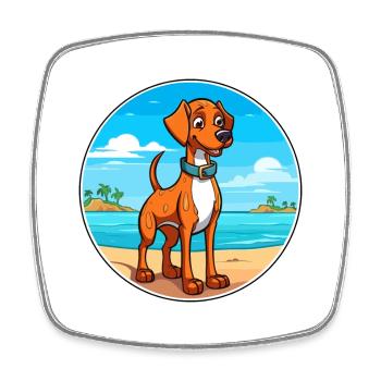 Gascon Saintongeois Dog Breed Cartoon Kawaii Dog - Square fridge magnet - white - Front