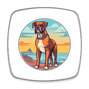 German Boxer Dog Breed Cartoon Kawaii Clipart Dog - Square fridge magnet - white - Front