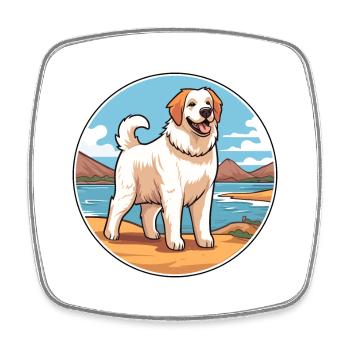 Georgian Shepherd Dog Breed Cartoon Kawaii Clipart - Square fridge magnet - white - Front