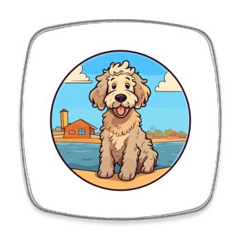 Deutscher Sheeppoodle Hund Rasse Cartoon Kawaii Hund - Viereckiger Kühlschrankmagnet - Weiß - Vorne