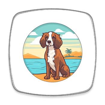 German Spaniel Dog Breed Cartoon Kawaii Clipart - Square fridge magnet - white - Front