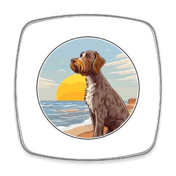 Deutsch Drahthaar Vorstehhund Rasse Cartoon Kawaii - Viereckiger Kühlschrankmagnet - Weiß - Vorne