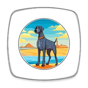 Great Dane Dog Breed Cartoon Kawaii Clipart Dog - Square fridge magnet - white - Front