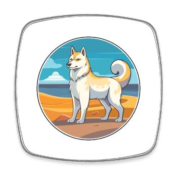 East Siberian Laika Dog Breed Cartoon Kawaii Dog - Square fridge magnet - white - Front