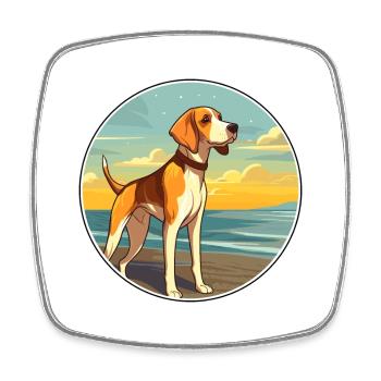 Englisch Foxhound Hund Rasse Cartoon Kawaii Clipart - Viereckiger Kühlschrankmagnet - Weiß - Vorne