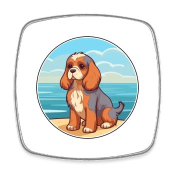 English Toy Spaniel Dog Breed Cartoon Kawaii Dog - Square fridge magnet - white - Front