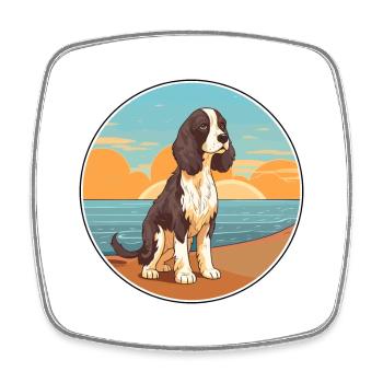 English Springer Spaniel Hunderasse Cartoon Kawaii - Viereckiger Kühlschrankmagnet - Weiß - Vorne
