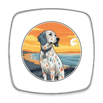 Setter anglais chien race Cartoon Kawaii Clipart - Magnet carré - blanc - Devant