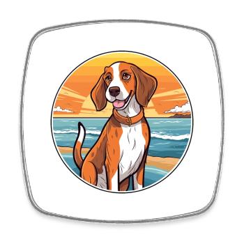 Estnischer Hund Rasse Cartoon Kawaii Clipart - Viereckiger Kühlschrankmagnet - Weiß - Vorne