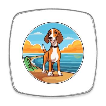 Finnish Hound Dog Breed Cartoon Kawaii Clipart Dog - Square fridge magnet - white - Front