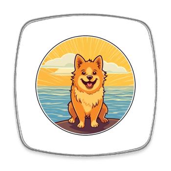 Finnischer Spitz Hund Rasse Cartoon Kawaii Clipart Hund - Viereckiger Kühlschrankmagnet - Weiß - Vorne
