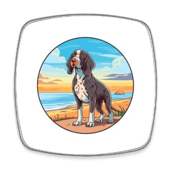 Frisian Pointing Dog Breed Cartoon Kawaii Clipart - Square fridge magnet - white - Front