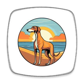 Galgo Español chien race dessin animé Kawaii Clipart chien - Magnet carré - blanc - Devant