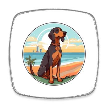 German Hound Dog Breed Cartoon Kawaii Clipart Dog - Square fridge magnet - white - Front