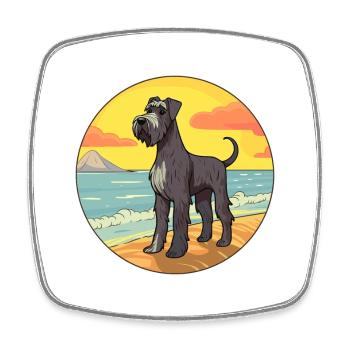 Giant Schnauzer Dog Breed Cartoon Kawaii Clipart - Square fridge magnet - white - Front
