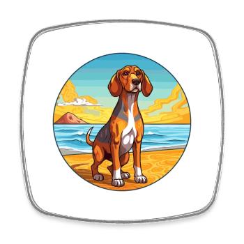 Greek Harehound Dog Breed Cartoon Kawaii Clipart - Square fridge magnet - white - Front