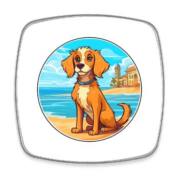 Havenese Dog Breed Cartoon Kawaii Clipart Dog Pet - Square fridge magnet - white - Front