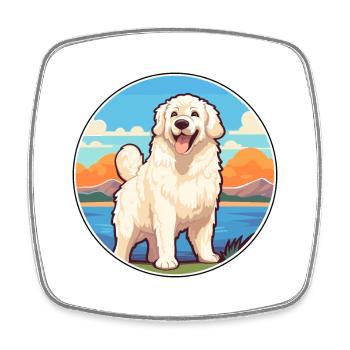 ungarisch kuvasz hunderasse cartoon kawaii clipart - Viereckiger Kühlschrankmagnet - Weiß - Vorne
