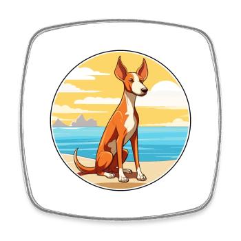 Ibizan Jagdhund Rasse Cartoon Kawaii Clipart Hund - Viereckiger Kühlschrankmagnet - Weiß - Vorne