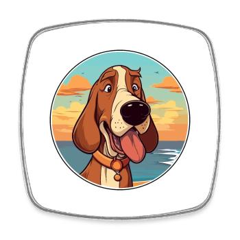 Hygen Hound Dog Breed Cartoon Kawaii Clipart Dog - Square fridge magnet - white - Front