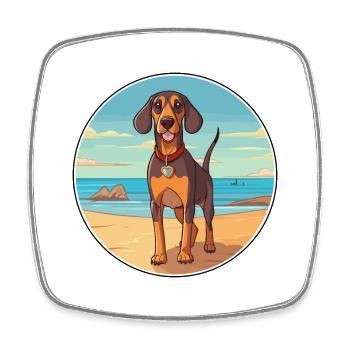 English Coonhound Dog Breed Cartoon Kawaii Clipart - Square fridge magnet - white - Front
