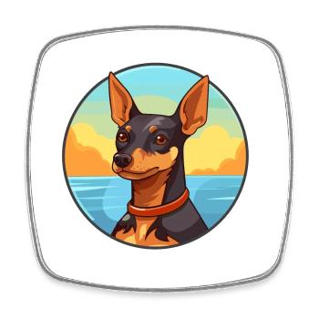 English Toy Terrier Dog Breed Cartoon Kawaii Dog - Square fridge magnet - white - Front