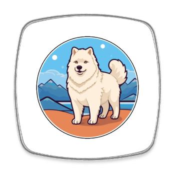 Groenland chien race dessin animé Kawaii Clipart chien animal de compagnie - Magnet carré - blanc - Devant