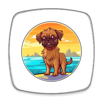Griffon Bruxellois Hunderasse Cartoon Kawaii Hund - Viereckiger Kühlschrankmagnet - Weiß - Vorne