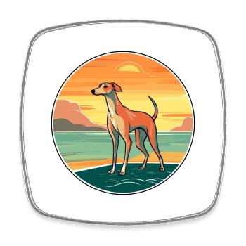 Greyhound Hund Rasse Cartoon Kawaii Clipart Hund Haustier - Viereckiger Kühlschrankmagnet - Weiß - Vorne